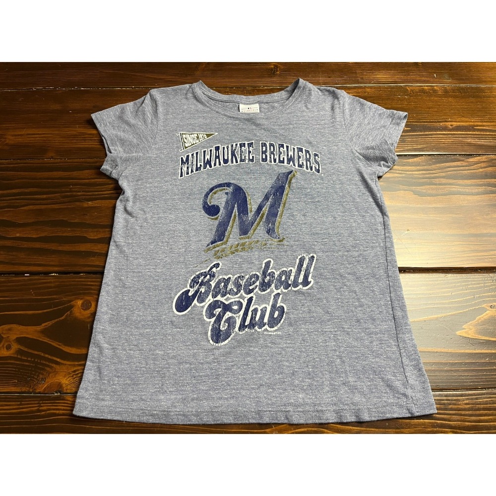 Genuine Merchandise Shirt, Womens Size M-L? Blue, MLB Milwaukee Brewers Baseball